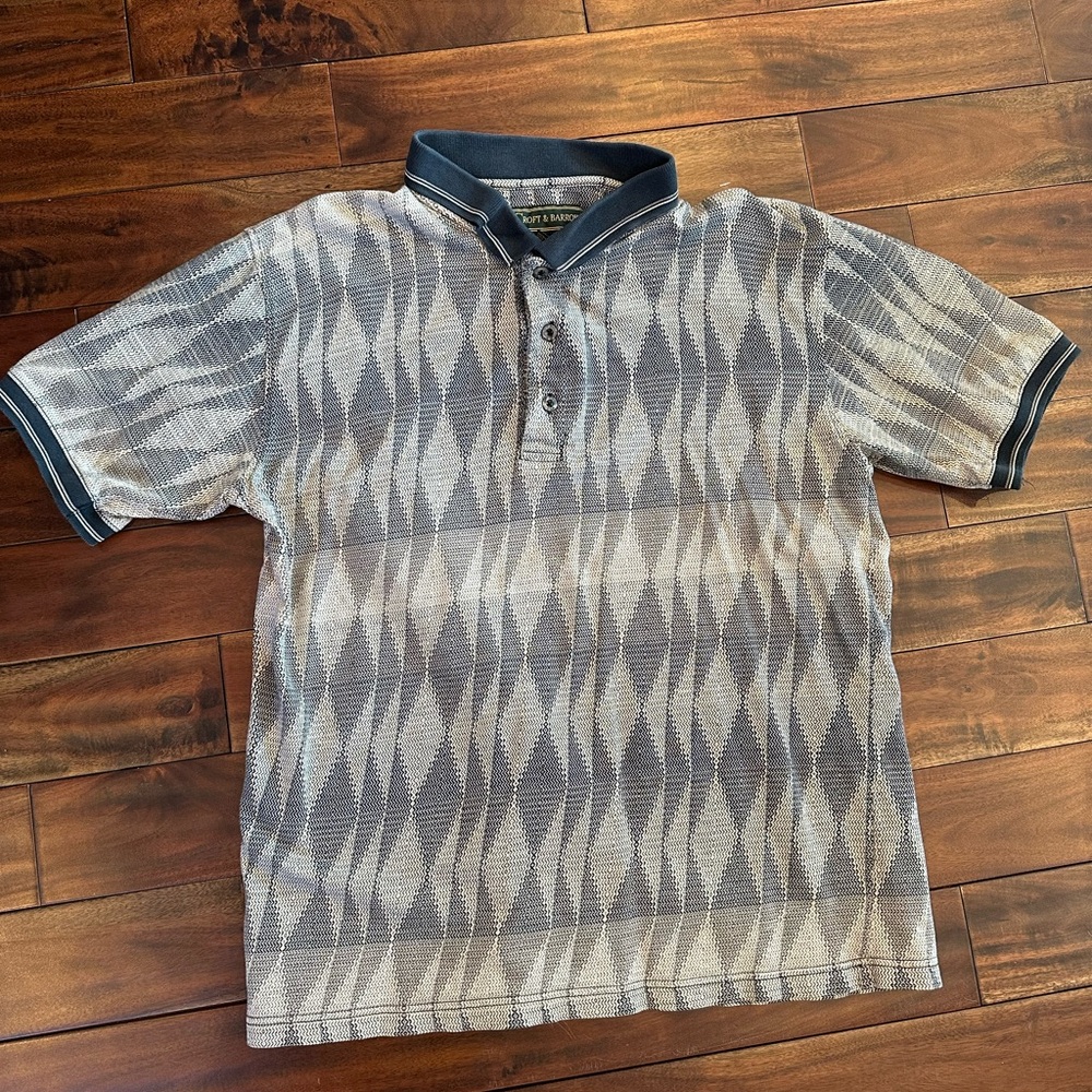 Vintage 1980s/90s Croft and Barrow Men's Polo 100% Cotton Golf Abstract Medium